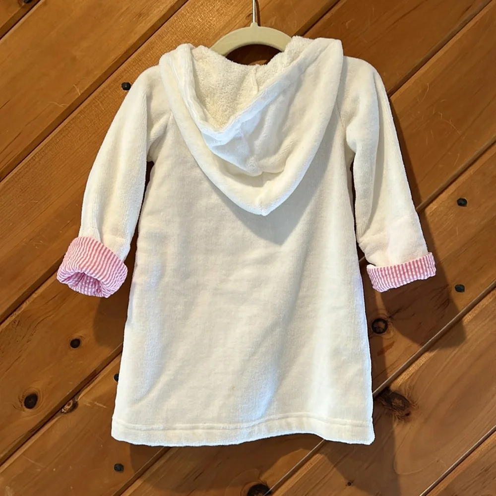 Babygirl “S” embroidered mudpie white pink robe